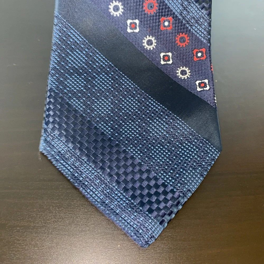 Vintage 50s 60s Blue‎ Atomic Age Geometric Diagonal Stripe Tie Mr. D's St. Louis